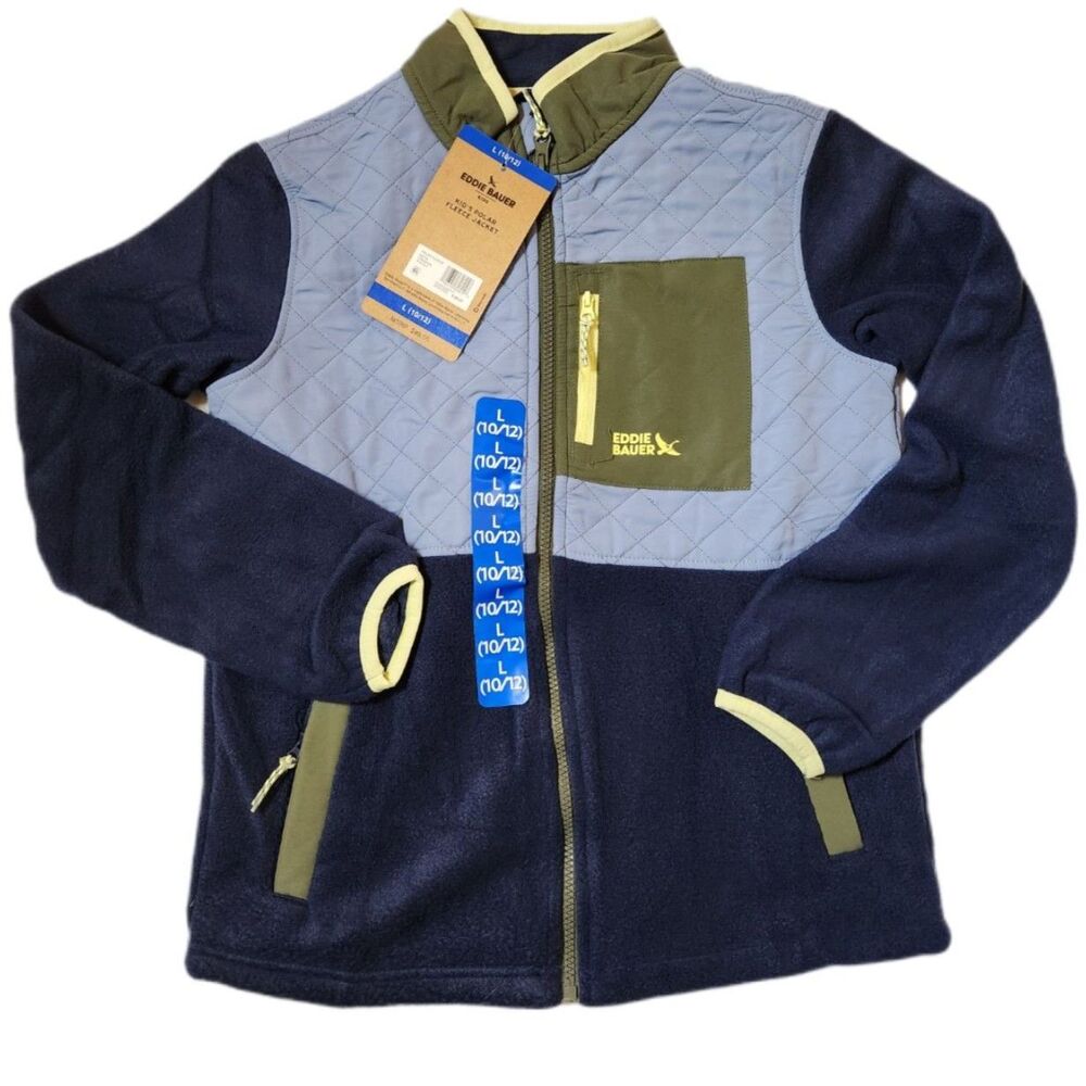 Eddie Bauer Kids Polar Fleece Jacket Large 10/12 Peacoat Blue